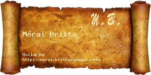 Mérai Britta névjegykártya